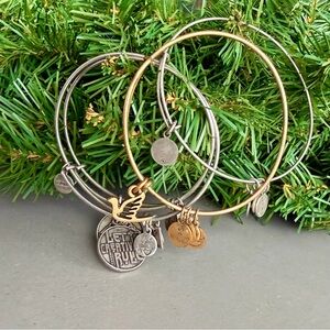 Bundle of Alex and Ani Gold and Silver Charm Bracelets - Set of 4